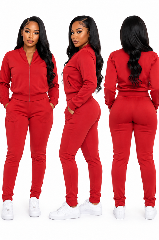 RED ZIPUP JOGGER SET
