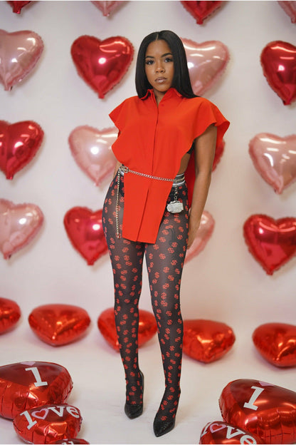 RED VICTORIOUS V BLOUSE