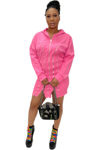 ZIPPER MANIA HOODIE DRESS