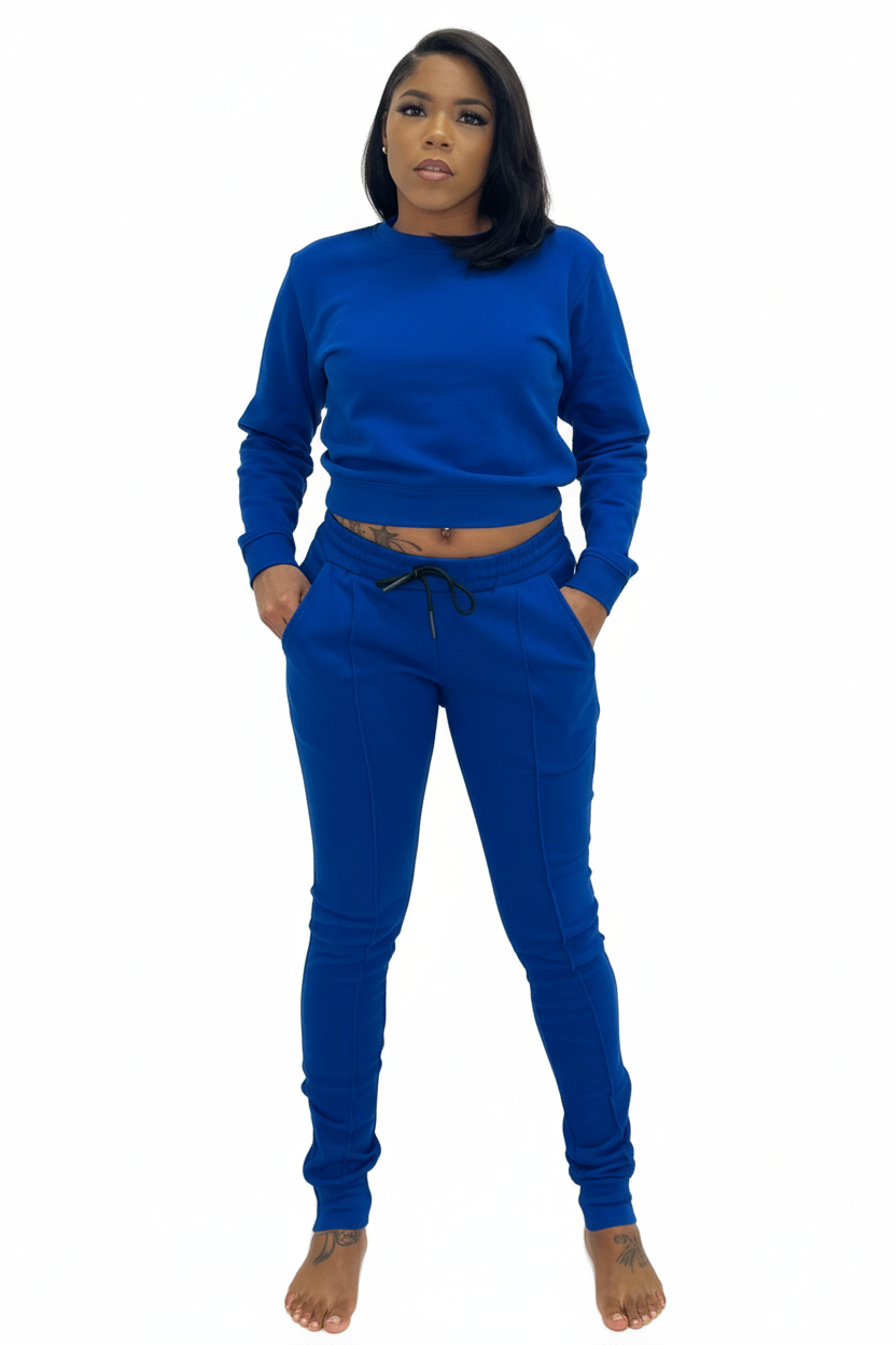COZY ROYAL COTTON PULLOVER JOGGER SET
